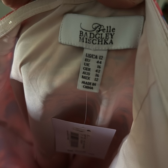 Badgley Mischka Halter Orange Blue Floral Stripe Dress Spring Delilah New - Picture 9 of 11